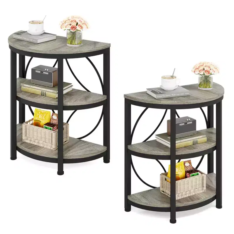 Tribesigns 3 Tier Semi-Circle Side Table, Gray