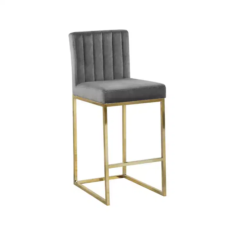 ,Giselle Grey Velvet Stool