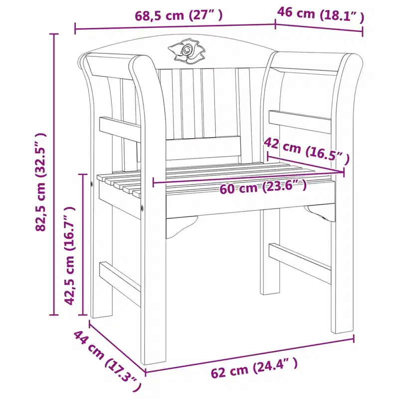 vidaXL Rose Bench with Cushion Cream White 44.88 x 18.11 x 32.48 in