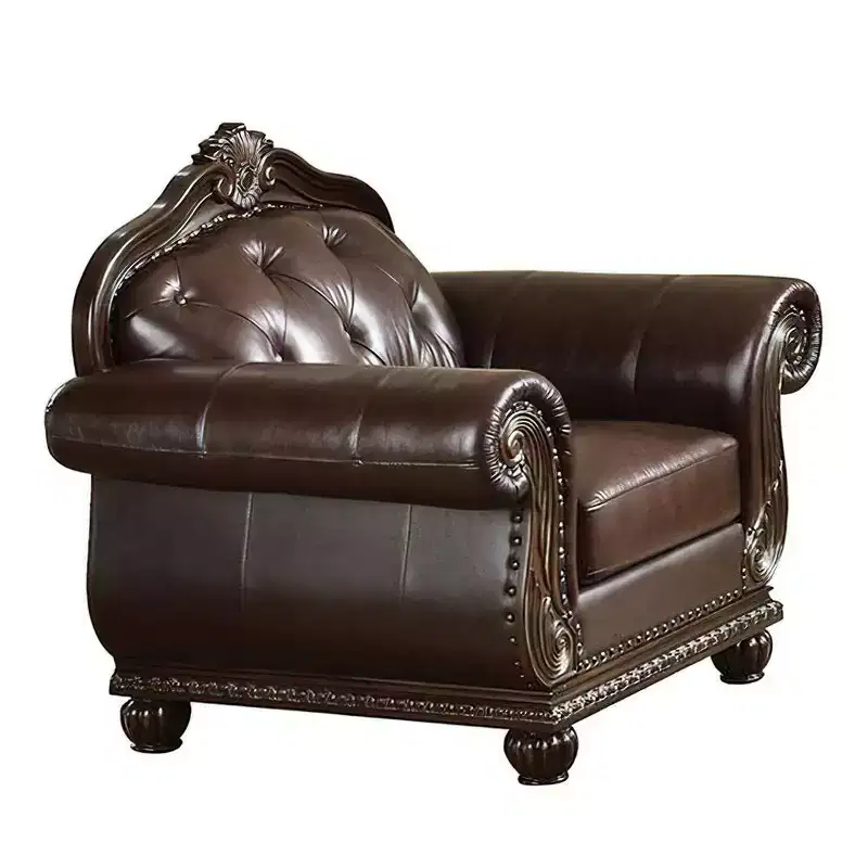 Acme Furniture Anondale Grain Leather Accent Chair Espresso/Cherry