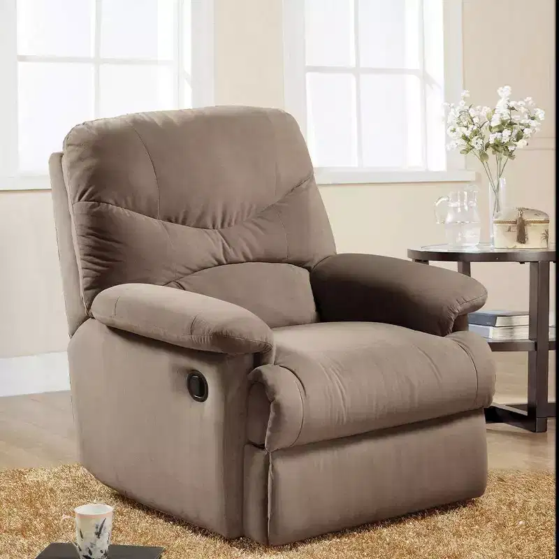 Motion Glider Recliner, Light Brown Microfiber