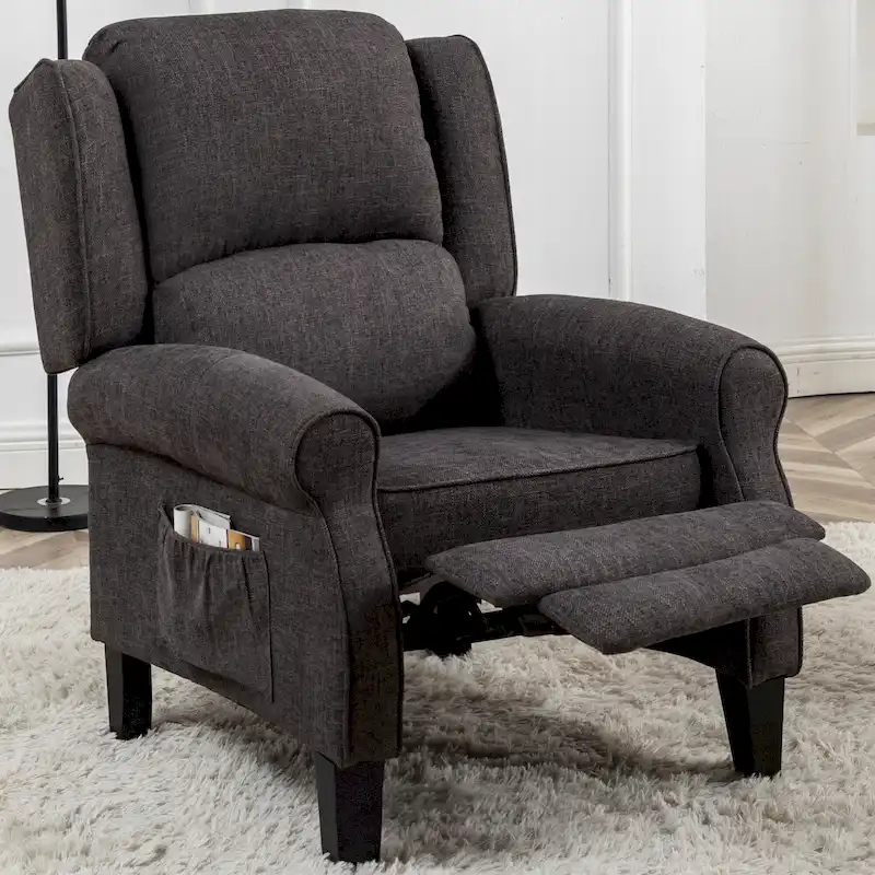 HOMYKA Polyested Upholstered Pushback Recliner Accent Chair Wingback Armchair
