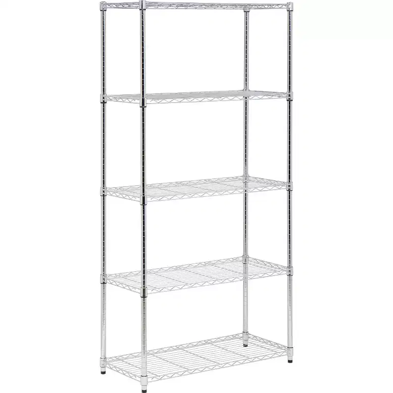 Honey-Can-Do 18 x 36 x 72 5 Tier Organizing Shelf Chrome: Wire Shelving, Steel, 350 lb Capacity, Universal Storage
