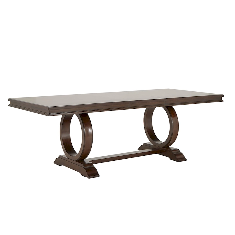 Willa Dark Cherry Wood and Beige Fabric Extendable Rectangular Dining Set by iNSPIRE Q Classic
