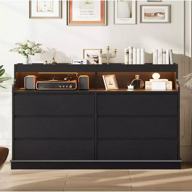 6 drawer dresser, modern wardrobe drawer organizer, wooden storage cabinet for bedroom, living room, entryway