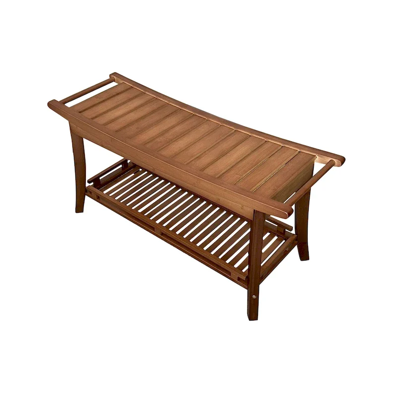 Caramel / Black / Natural Bamboo Spa Bench, Single-Person, 39