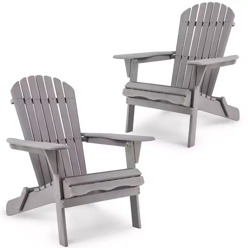 TUYOHW Foldable Patio Adirondack Chair,Set of 2,Oversized Accent Chair for Porch,Garden & Backyard,Outdoor Lounge Chair,330lbs Capacity