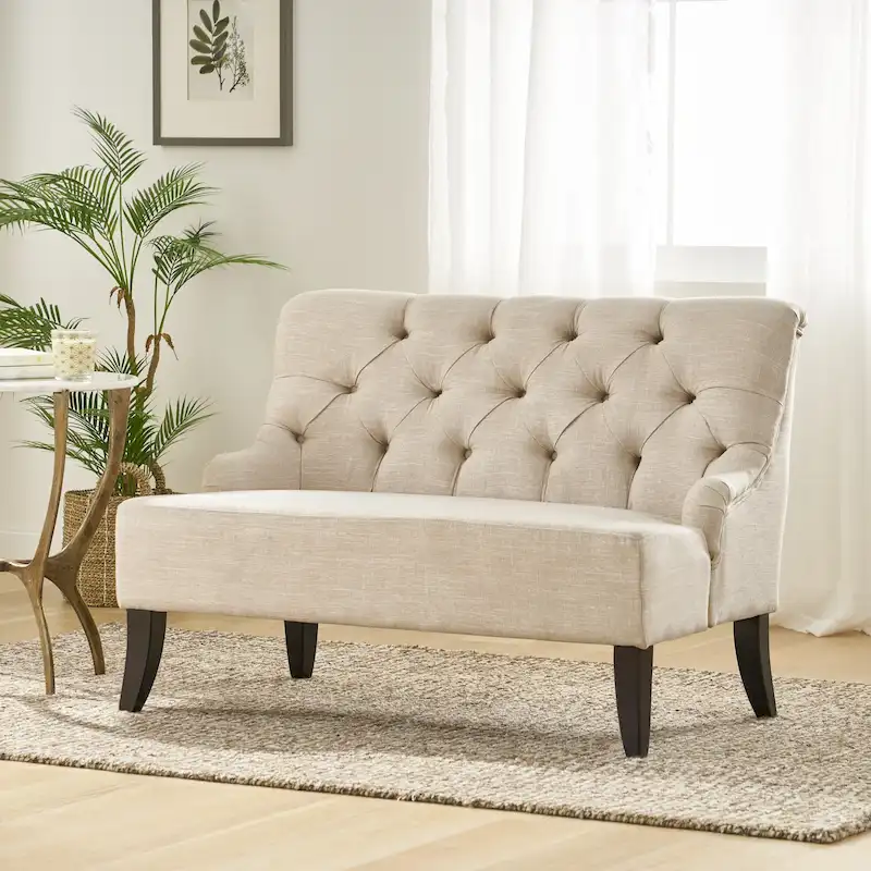 Nicole Polyester Blend Fabric Settee by Christopher Knight Home - 29.25L x 43.75W x 30.50H