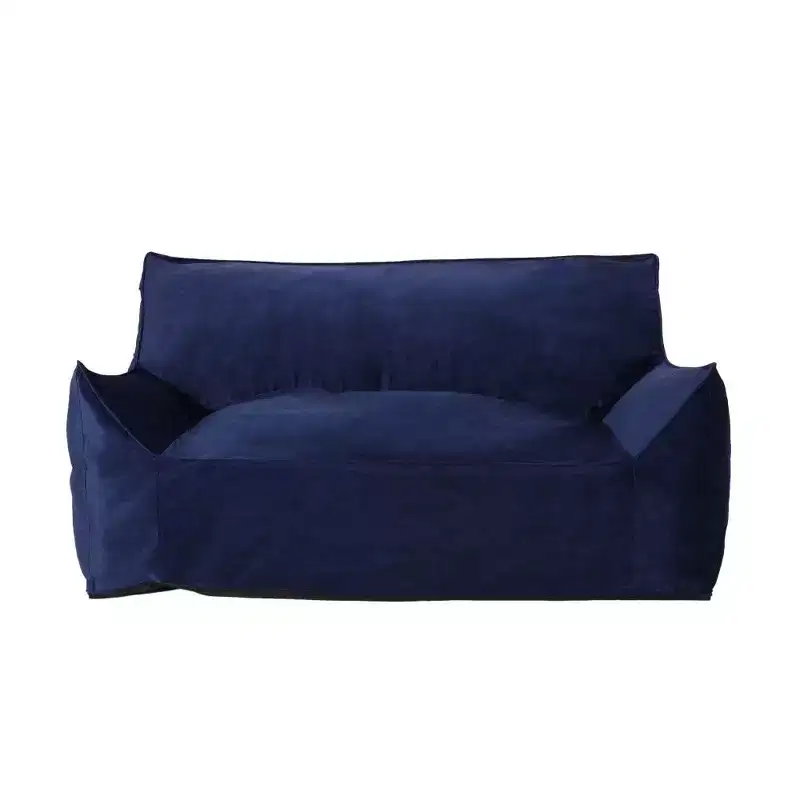 2-Seater Velvet Bean Bag Sofa with Armrests & Removable Cover - Oversized Floor Lounger
