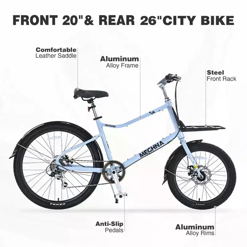 Whisen 26 Cargo Bike with 7 Speed, Aluminum Alloy Frame, Double Disc Brakes for Women and Men