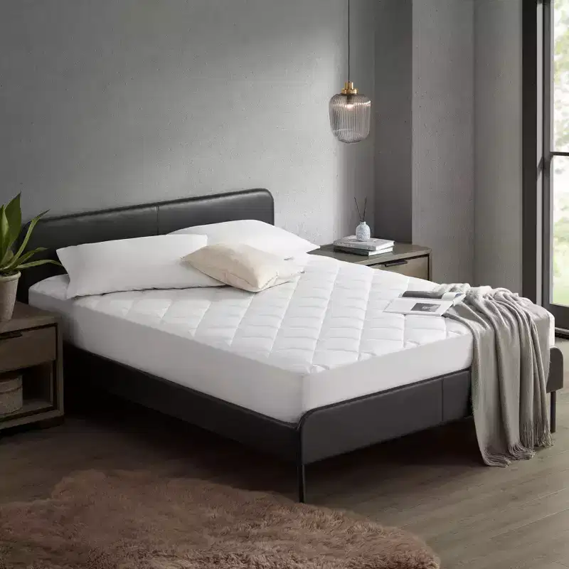 Okak Modern White Nylon Deep Pocket Mattress Pad for Comfy Sleep,Overfilled Bed Mattresses Protective Pad