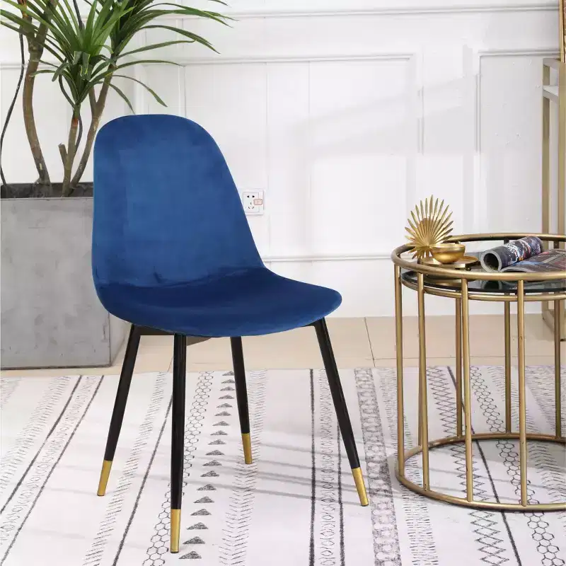 Okak Modern Fabric Dining Chairs Set of 4, Upholstered with Spoon Back & Angled Metal Legs, Kitchen Dining Room Side Chairs