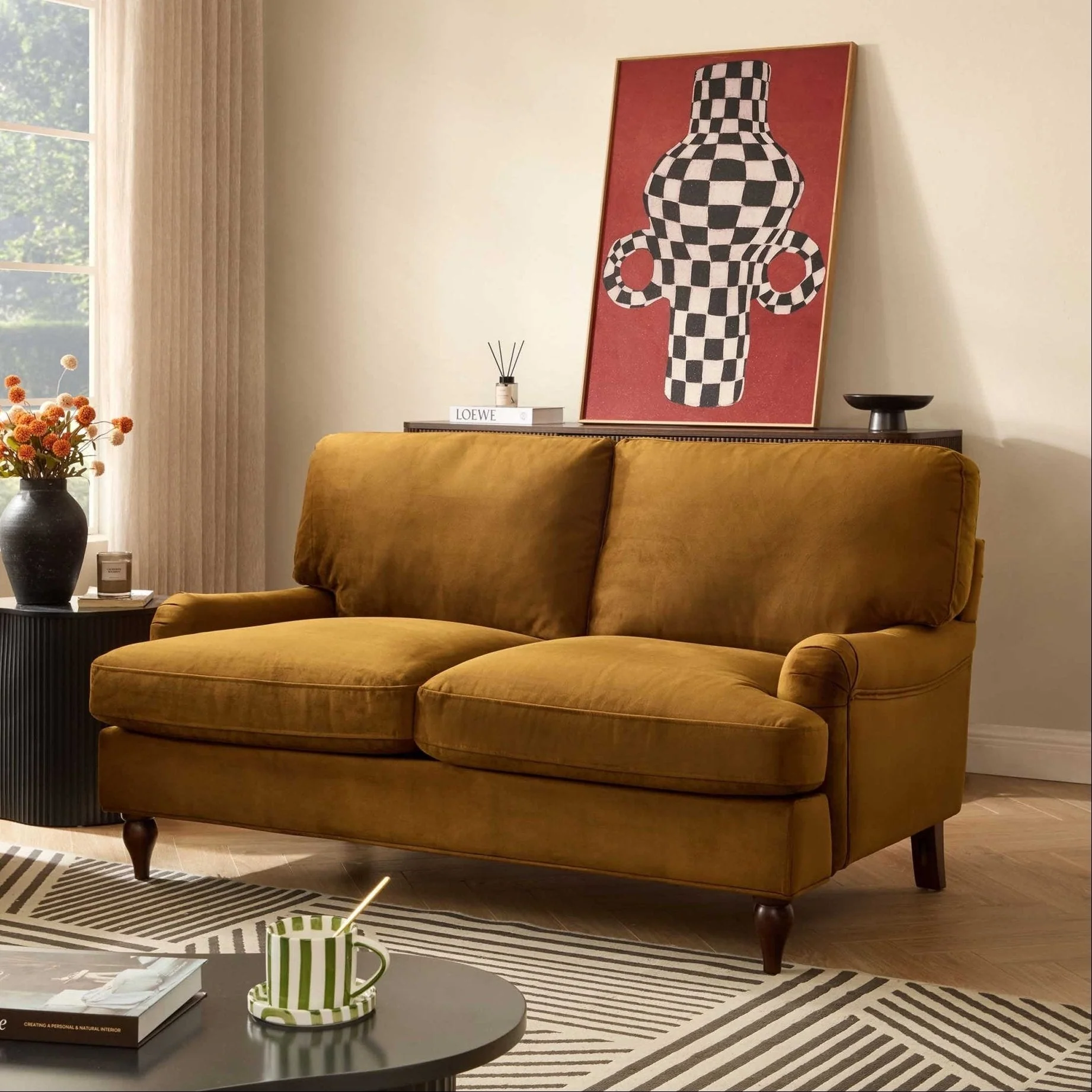 2 Seater Sofa - Muted Gold