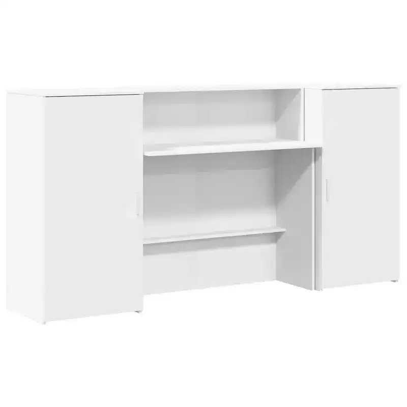 Reception Desk White Rectangular Engineered Wood, 2-Person