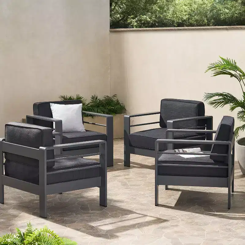 Christopher Knight Home Miller Outdoor Aluminum Club Chairs with Cushions (Set of 4)