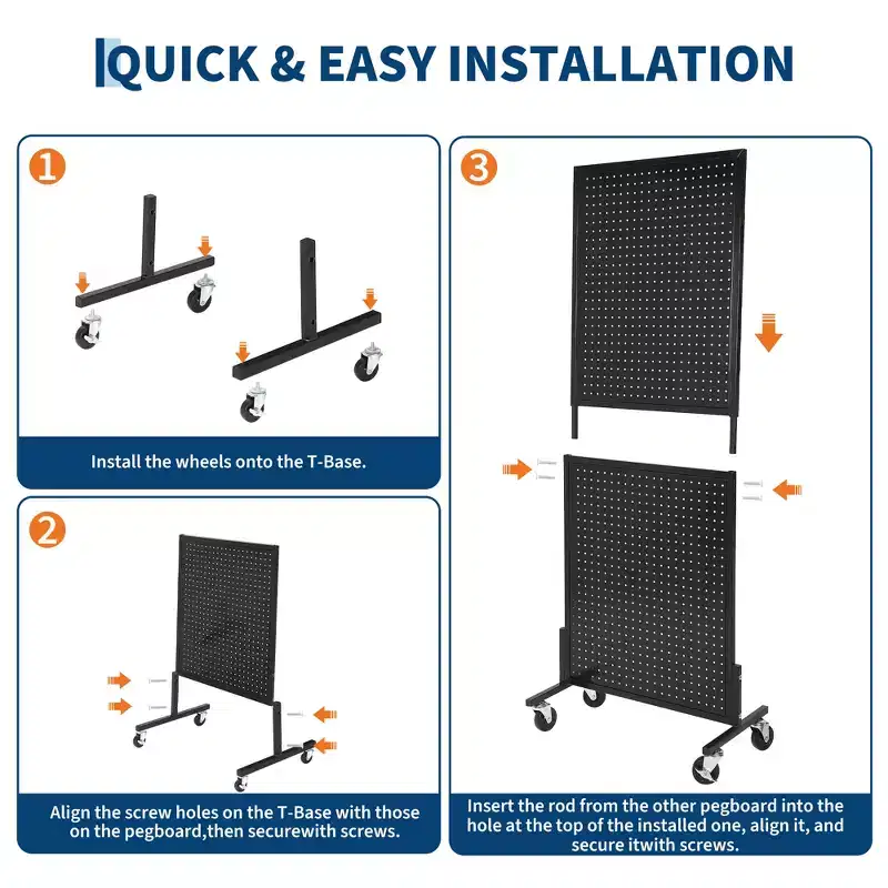 2X5 Pegboard Display Stand with Wheels, Floor Standing Adjustable Pegboard Organizer for Craft Fair, Art, Retail, Shop, Market, Home & Garage