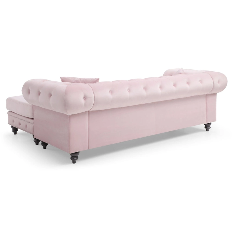 Nola 98 in. 3-Seater Velvet Sofa with 2-Throw Pillow - 98L x 37W x 31H