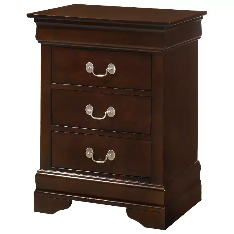 HomeStock Louis Phillipe Nightstand  29H x 21W x 16D with Three Drawers