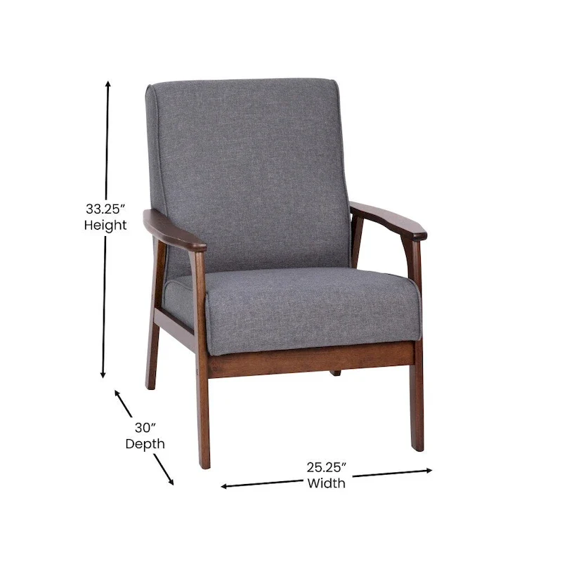 Mid-Century Modern Arm Chair with Wooden Frame and Arms