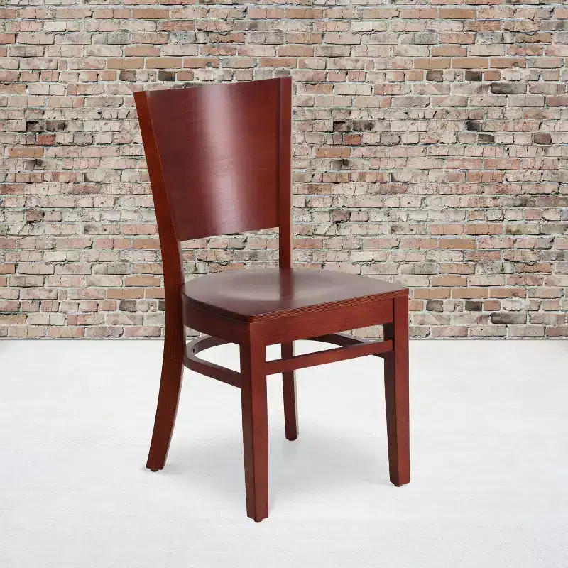 2 Pack Solid Back Wooden Restaurant Chair