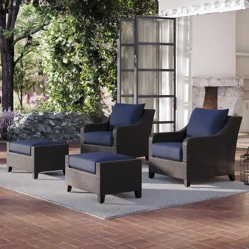 New Classic Furniture Skye 4-Piece Outdoor Patio Chair and Ottoman Set