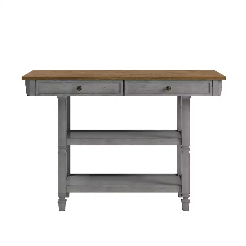 Two-Tone Kitchen Island with Oak Top, Antique Black, Rubberwood