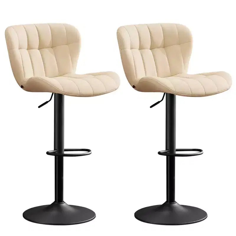 Swivel Barstools with Back, Set of 2, Faux Leather Upholstered Height-Adjustable for Kitchen Island
