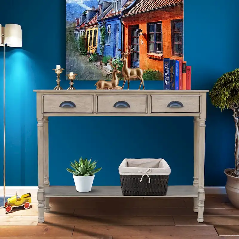 Burlington Wood 3-drawer Console Hallway Table