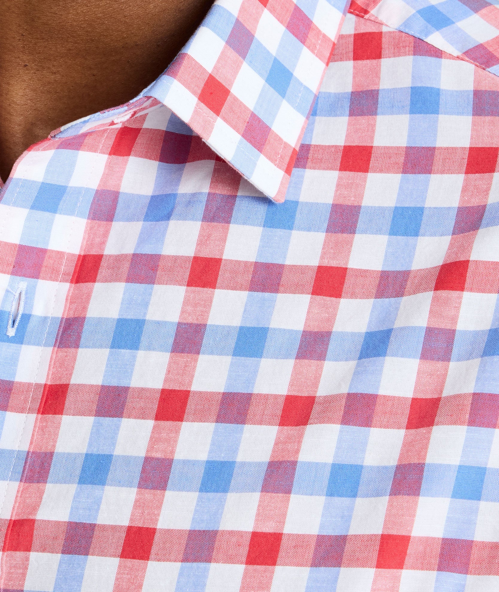 Cotton-Linen Plaid Shirt