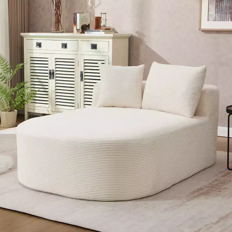 Oversized Corduroy Upholstered Chaise Lounge Chair with 46 Wide Seat, Comfy Sleeper Sofa with Pillows for Living Room or Bedroom-Panipeachy