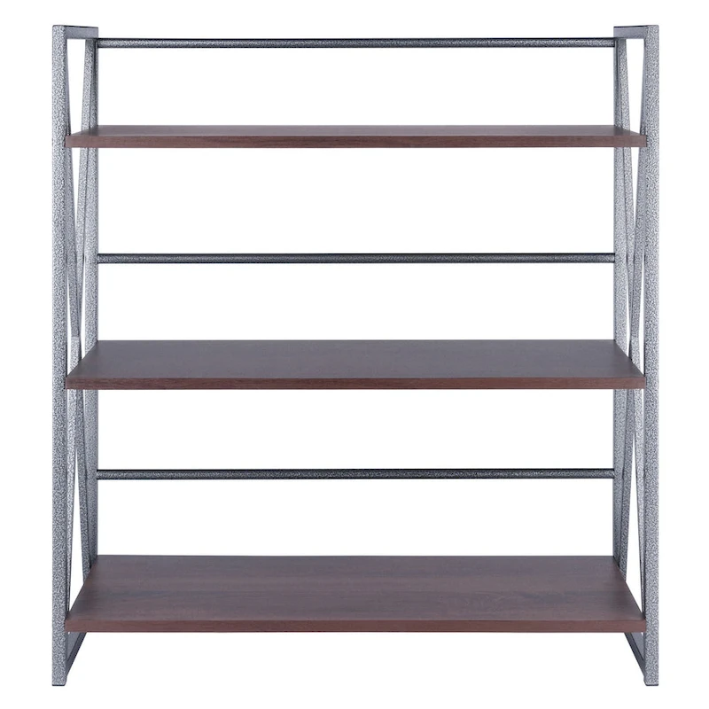 3 Tier Wide Storage Shelf - 35.5 - Graphite and Walnut