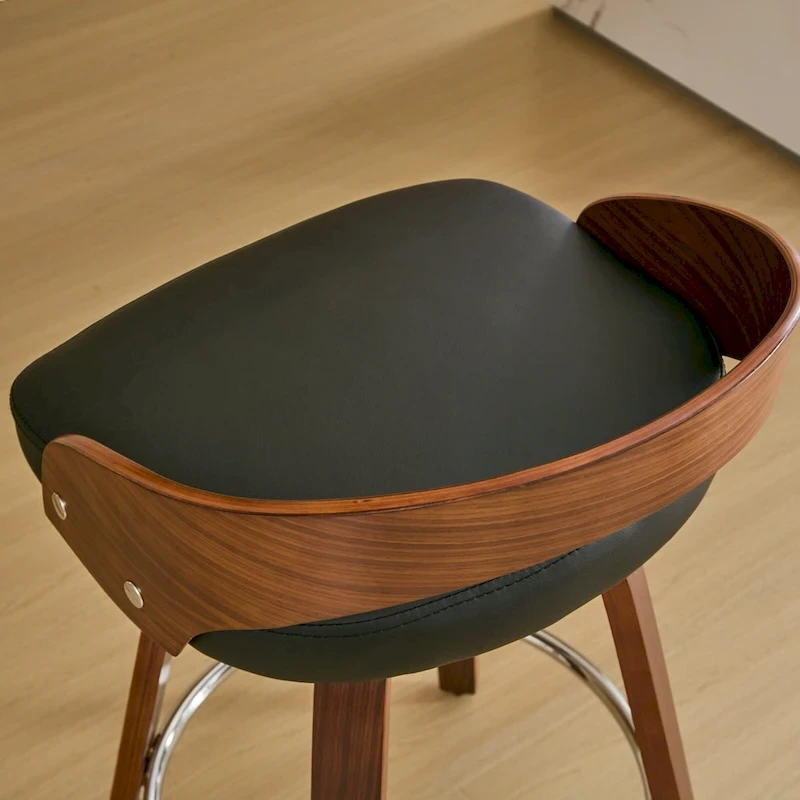 Counter Height Barstools Set of 2, Dining Chairs with Soft Cushion Seat, Kitchen Stool Island with Footstool and Low Back