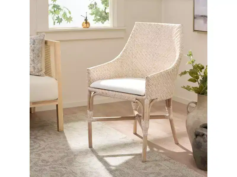 Rikan Arm Chair - ACH4907 - White Washed/Ivory - Safavieh