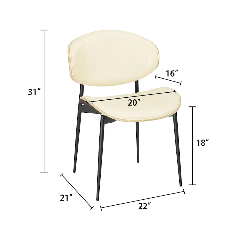 Art Leon Set of 4 Mid-century Wood and Faux Leather Dining Chairs