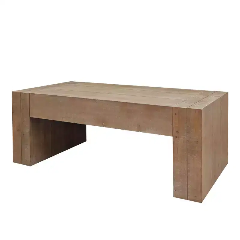 Homy Casa 49 Rustic Engineered Wood Coffee Table for Living Room, Natural Brown