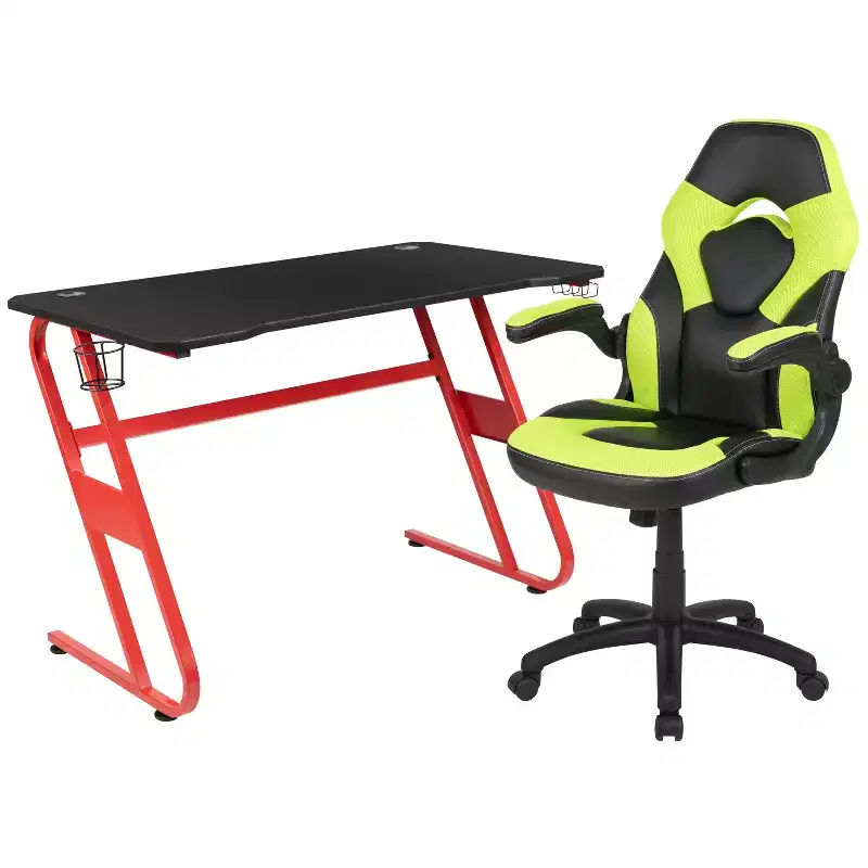 Flash Furniture Gaming Desk and Racing Chair Set with Cup Holder and Headphone Hook