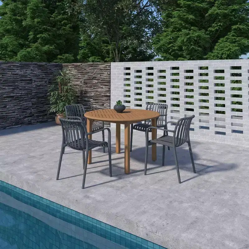 Amazonia Beijo 5pc Round Outdoor Patio Dining Set Gray