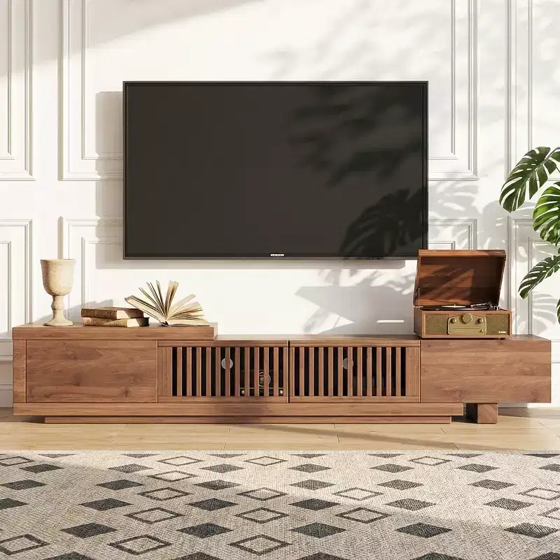 78.54 Modern Walnut Wood Extendable TV Stand for TVs up to 100 Gaoyangjiaju