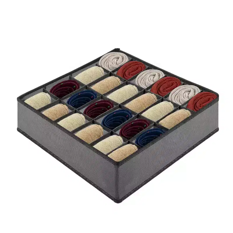 Drawer Organizer Clothes, 24 Cell Dresser Organizer Bins Divider for Socks Underwear Organizers, Baby Nursery Closet Organizer & Storage, Gray