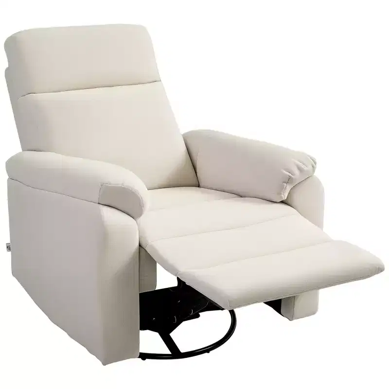 HOMCOM Swivel Rocker Recliner Chair, Wide Rocking Sofa with Pocket Spring, Footrest, Fabric Overstuffed Reclining Chair, Quick Assembly