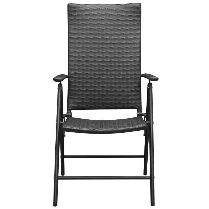 vidaXL Dining Set Black and Brown PE Rattan, Aluminum, WPC
