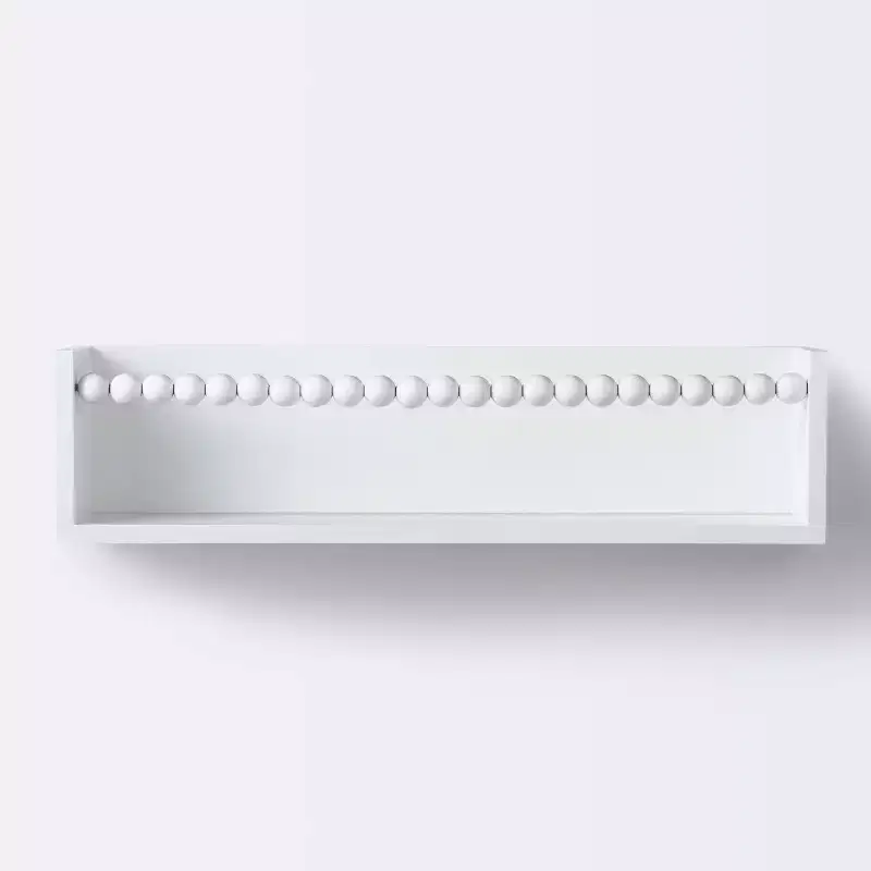 Beaded Decorative Wall Shelf White MDF