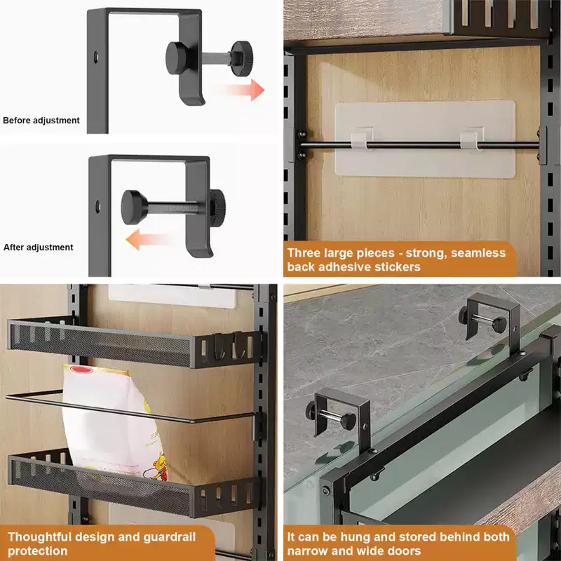 Door Organiser 8 Levels, Hanging Shelf with Adjustable Metal Baskets, No Drilling, for Kitchen/Bathroom/Wall