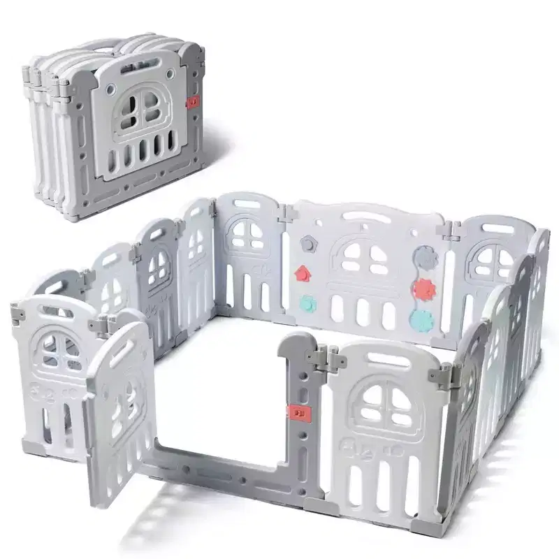 14-Panel Baby Playpen with Adjustable Shape and Foldable Design