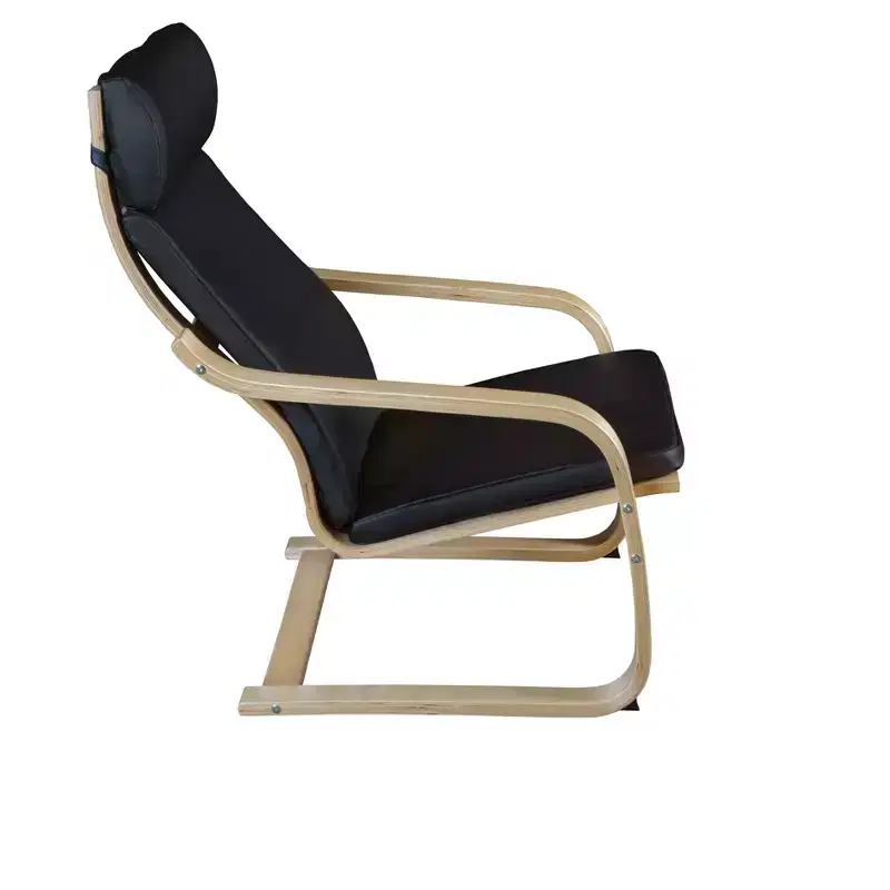 Bentwood Reclining Accent Chair - Black Bonded Leather, Water Repellant, Cantilever Base