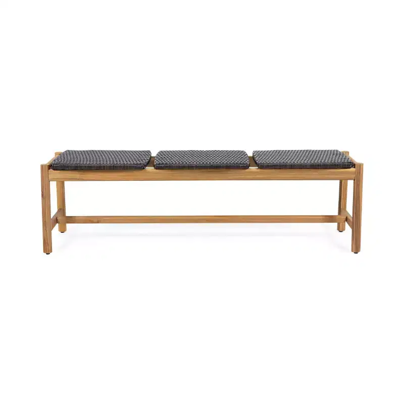 Cambria Outdoor 3 Seater Wicker Bench - Teak/Brown - Christopher Knight Home: Acacia Wood Frame, Iron Hardware, Water-Resistant