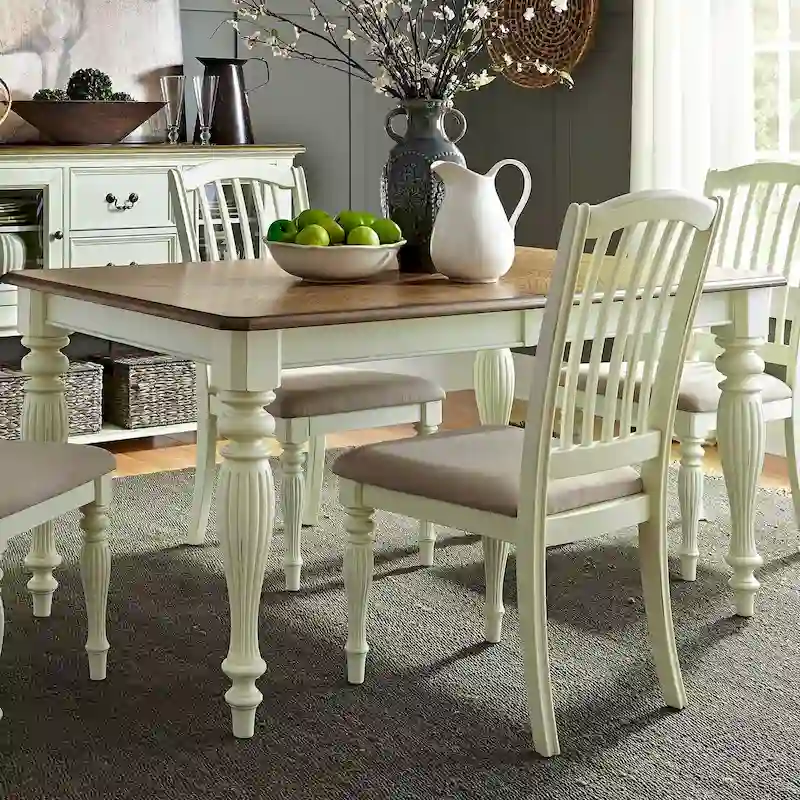 Nutmeg and White Rectangular Leg Table