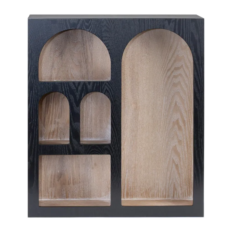 Arched Wooden Wall Shelf - 22 - Black and Brown