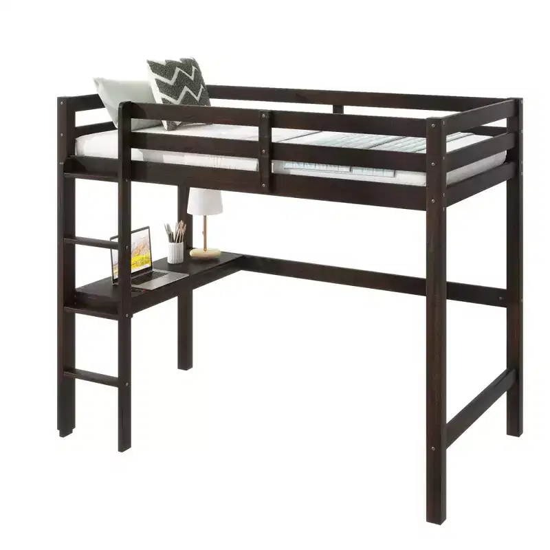 MAYEERTY King Loft Bed Under-Bed Storage Space-Saving Heavy-Duty Metal