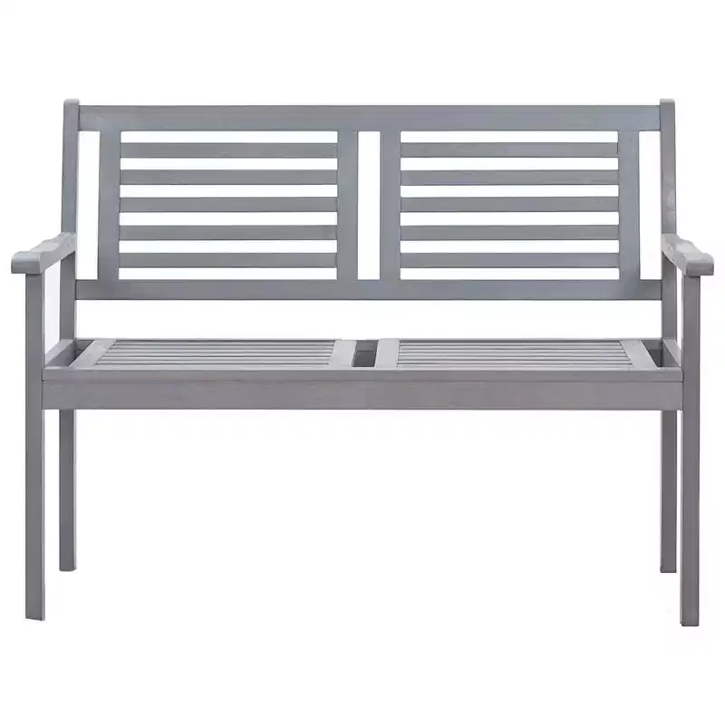 vidaXL Patio Bench Grey Solid eucalyptus wood 2-Seater Ergonomic